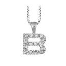 Collier + Pendentif Argent 925 et Zirconium Lettre B