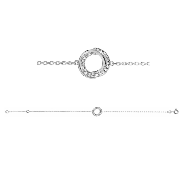 Bracelet Argent 925 Cercles et Zirconium Sertis