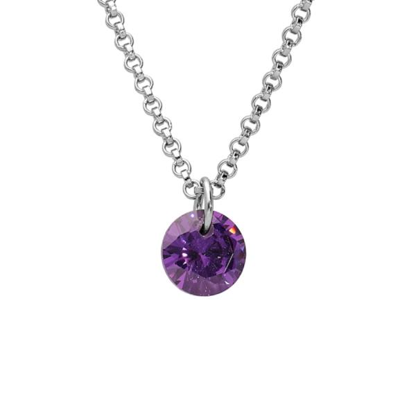 Collier Argent 925 Pierre Synthese Violette