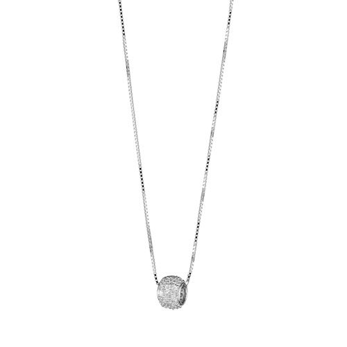 Collier + Pendentif Argent 925 et Zirconium Boule Tonneau