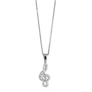 Collier Argent 925 et Zirconium Pendentif Clé de Sol