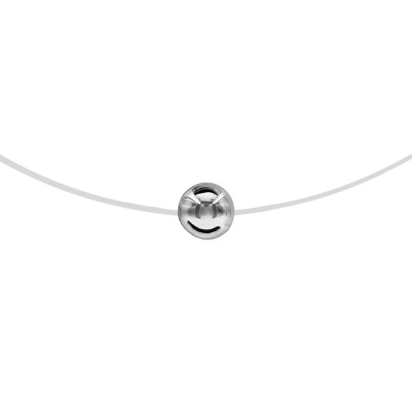 Collier Argent 925 Fil Nylon Pendentif Boule 6 mm