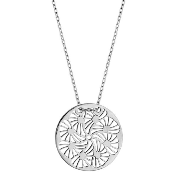 Collier Argent 925 Pendentif Rond Motif Ajourée