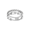 Bague Argent 925 Rhodié 2 Rangs Zirconium et Maille