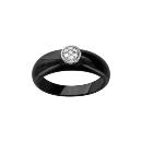 Bague Argent 925 Anneau Céramique Noire Plateau Zirconium Sertis