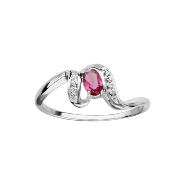 Bague Argent 925 Pierre Rouge et Zirconium Sertis