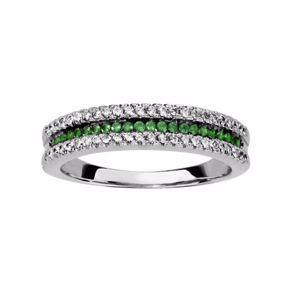 Bague Argent 925 3 Rangs Zirconium Sertis Vert