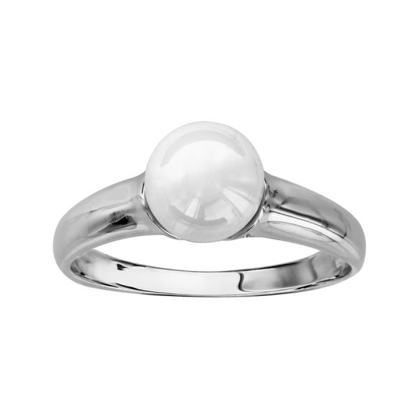 Bague Argent 925 Boule Céramique Blanche