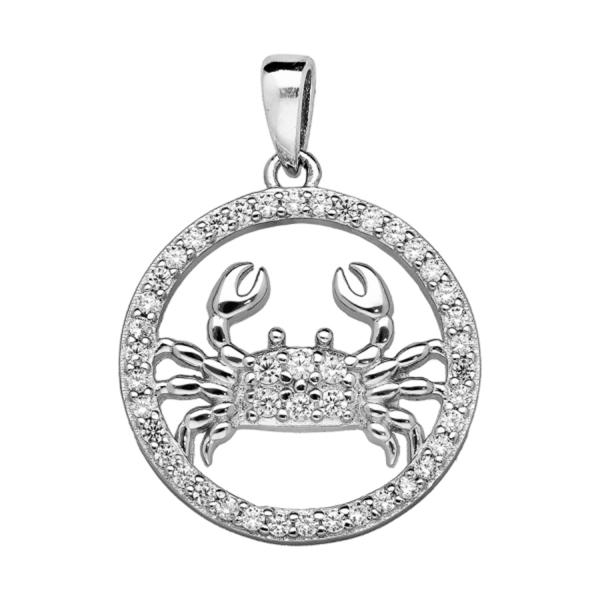 Pendentif Argent 925 Zodiaque Cancer Zirconium 