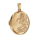 Pendentif Argent 925 Dorure Jaune Cassolette Ovale Fleuri 20 mm à Graver