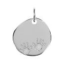 Pendentif Argent 925 Galet Empreintes Mains