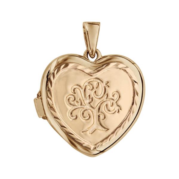 Pendentif Argent 925 Dorure Jaune Cassolette Coeur Arbre de Vie 20 mm à Graver