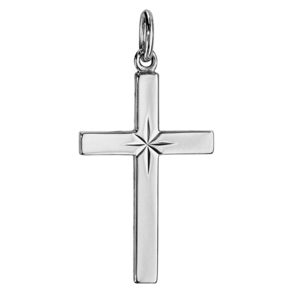 Pendentif Argent 925 Croix Grand Modele Etoile Diamanté 27 mm