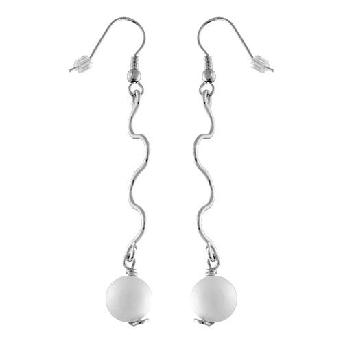 Boucles d'oreilles Acier 316 L Torsade et Perle Nacre Blanche