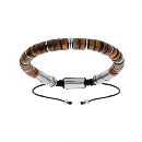 Bracelet Coulissant Acier 316 L avec Pierres Oeil de Tigre Véritable