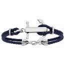 Bracelet Acier 316 L Double Cuir Bleu Ancre Marine