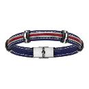 Bracelet Acier 316 L Cuir Bleu et Rouge Cables Gris 20 cm