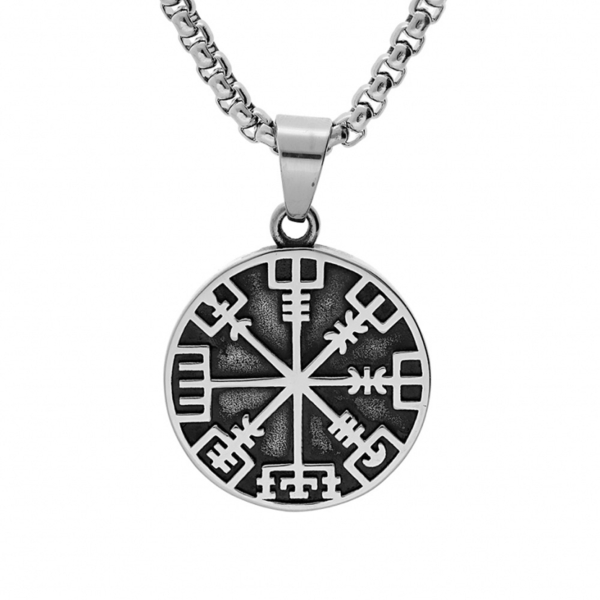 Collier Acier 316 L Pendentif Rond Viking Rune Celtique