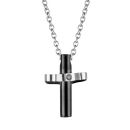 Collier Acier 316 L Pendentif Croix avec Zirconium Noir