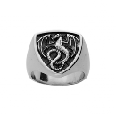 Bague Acier 316 L Forme Ecusson Dragon