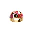 Bague Acier 316 L Doré Résine Rouge