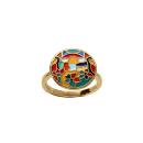 Bague Acier 316 L Doré Ronde Résine Multicolore