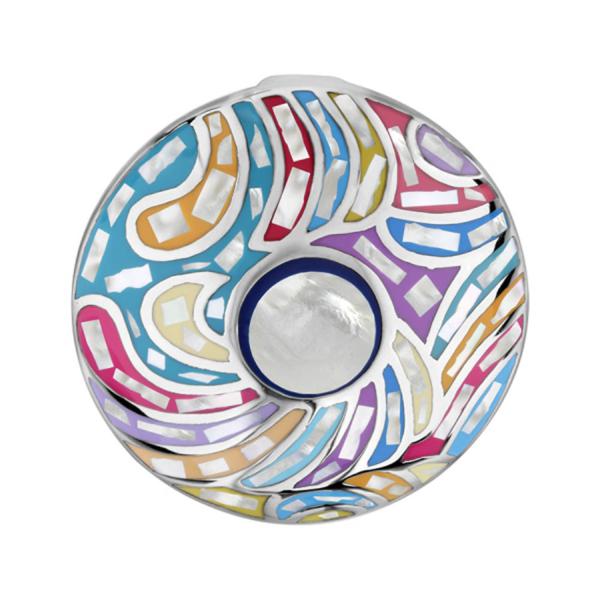 Pendentif Acier 316 L avec Nacre Couleur Pastel et Pastille Nacre Blanche