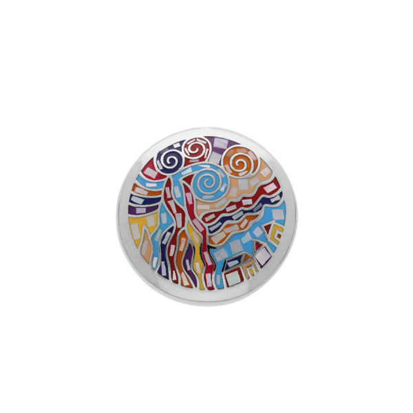 Pendentif Acier 316 L Rond Multicolore avec Nacre 