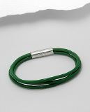 Bracelet Acier Inoxydable et Cuir Vert