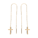 Boucles d'oreilles Plaqué Or 2 Pendants Chainette Croix