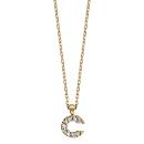 Collier Plaqué Or Pendentif Pierre Zirconium Lettre C