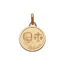 Pendentif Plaqué Or Médaille Ronde Bébé Zodiaque Balance