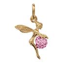 Pendentif Plaqué Or Fée Boule Strass Rose