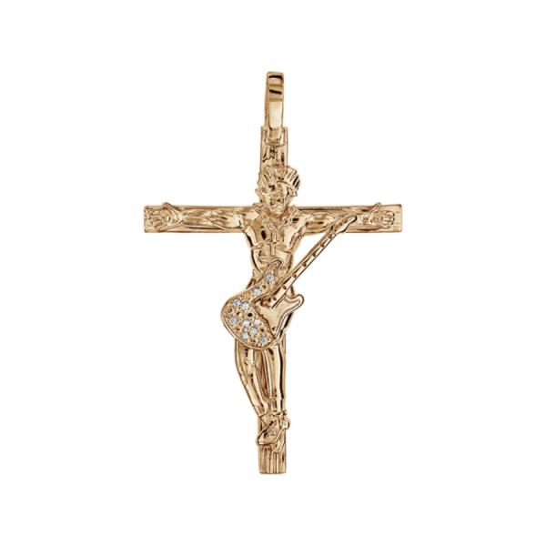 Pendentif Plaqué Or Croix Rock Brillante 40 mm