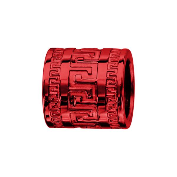 Charms Acier 316L Forme Tube Motif Grec Rouge