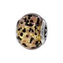 Charms Argent 925 Perle Murano Peau de Bete Jaune et Noir