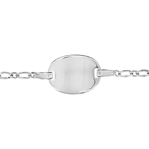 Gourmette Argent 925 Bébé Maille 1+1 Plaque Ovale