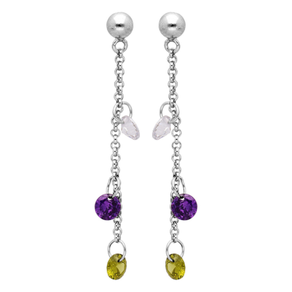Boucles d'oreilles Argent 925 Pierre Synthèse Multicolore