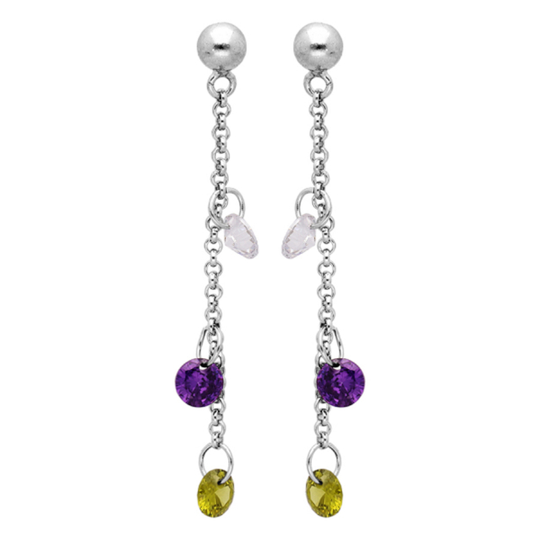 Boucles d'oreilles Argent 925 Pierre Synthèse Multicolore