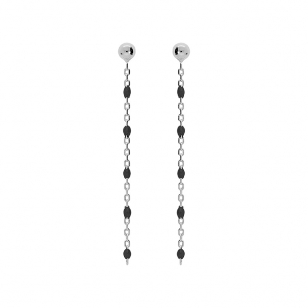 Boucles d'oreilles Tige Argent 925 Olives Résine Noire