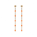 Boucles d'oreilles Tige Argent 925 Dorure Jaune Olives Résine Orange Fluo