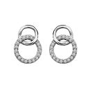 Boucles d'oreilles Argent 925 et Zirconium Blanc 2 Cercles Entremelés