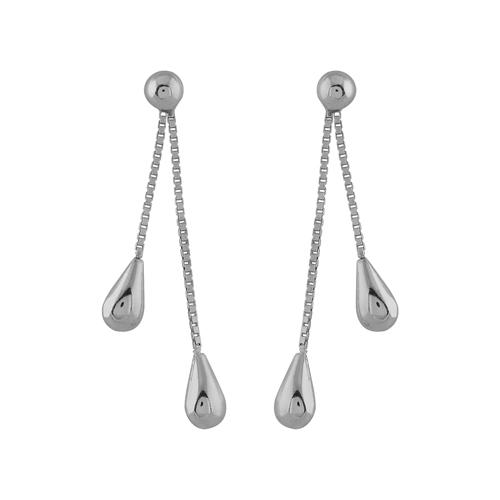 Boucles d'oreilles Argent 925 Double Chaines Gouttes