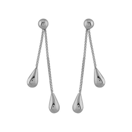 Boucles d'oreilles Argent 925 Double Chaines Gouttes