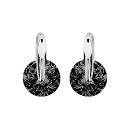 Boucles d'oreilles Argent 925 Pierre Zirconium Rond Noir