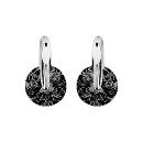 Boucles d'oreilles Argent 925 Pierre Zirconium Rond Noir