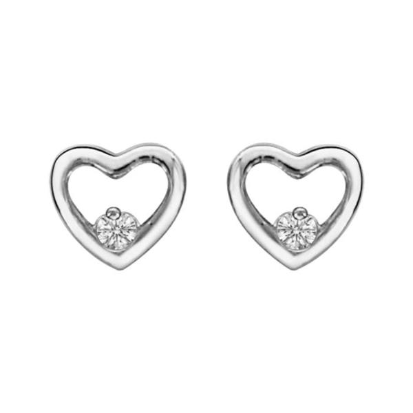 Boucles d'oreilles Argent 925 Coeur Ajoure Avec Zirconium