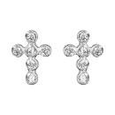 Boucles d'oreilles Argent 925 et Zirconium Sertie Clos Croix