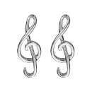 Boucles d'oreilles Argent 925 Clef de Sol Lisse