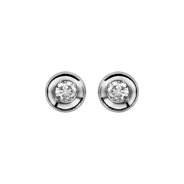 Boucles d'oreilles Argent 925 Petit Rond avec Zirconium Serti